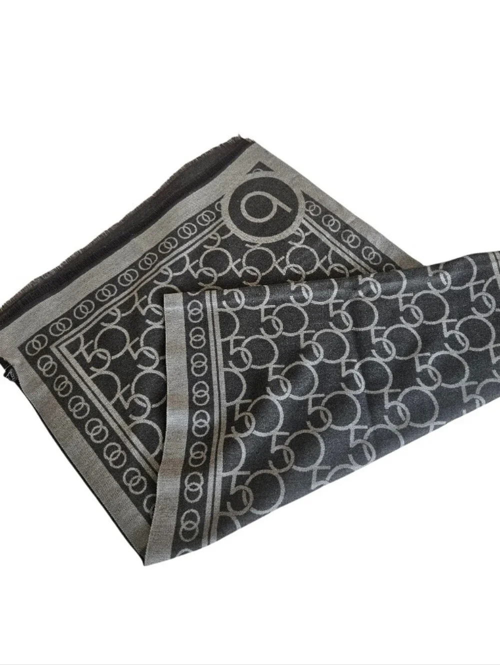 NWT 100% Bloominger Gray Patterned Women's Wrap Scarf